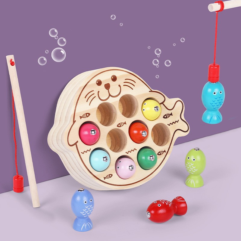 Weiwei Tiger Wood juega juego de pesca magnética Amazon venta caliente bebé mano-ojo coordinación juguetes educativos de educación temprana Montessori