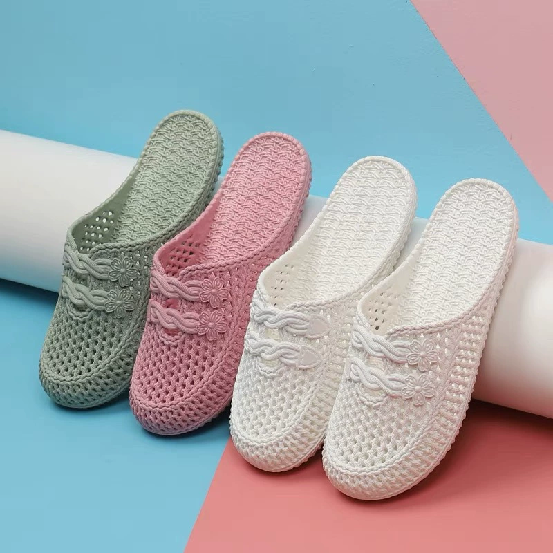 Женские сандалии 2025 Лето Новые Нескользящие Уличные Модные Клоги Плоские Дышащие Закрытые Полусандалии.