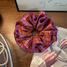 赵露思同款格纹大肠发圈时尚高级感网红头绳褶皱头花发绳发饰女