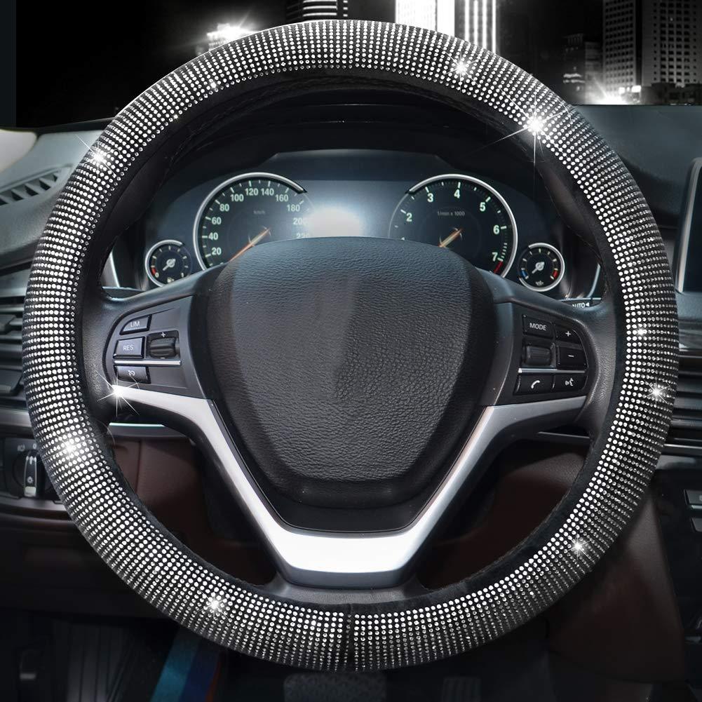 Source Factory Cross-Border Car Diamond-Studded Steering Wheel Cover with Inner Ring, Full Rhinestone Car Interior Handle Cover