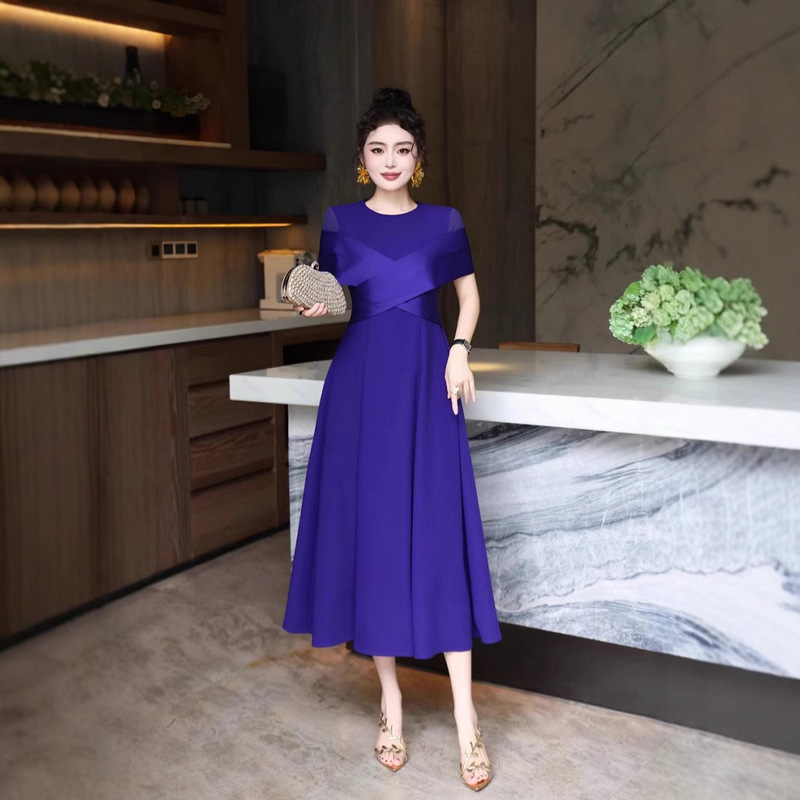 Elegant Elegant Long Skirt ​ ​ ​ 2025 Summer Slimming European and American Style Dress Cross-Cut Slim A-Line Skirt