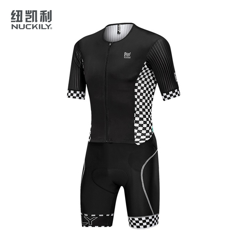NUCKILY one-piece cycling clothes men's summer short-sleeved cycling shirt close-fitting cycling clothes tight bicycle racing clothes