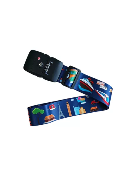 TSA code lock luggage strap, colorful printed travel case fastening strap, anti-theft adjustable model