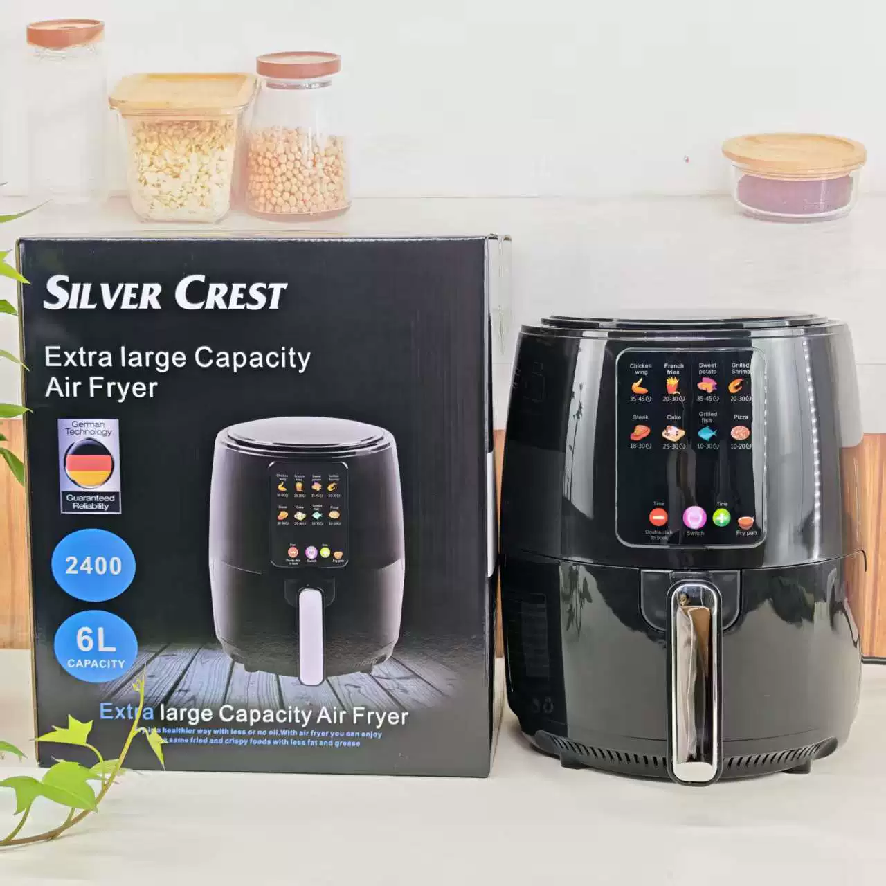 Air fryer (SILVERCREST) 8 L, see-through window, fully automatic multi-function electric fryer