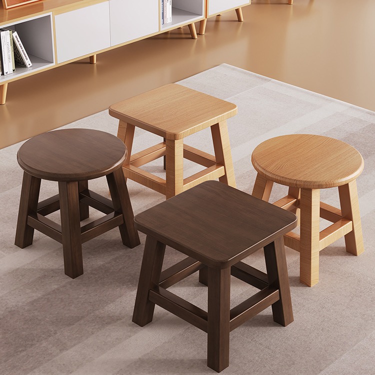 Taburete de madera maciza hogar apilable sala de estar pequeño banco taburete bajo simple mesa de café moderno taburete sofá taburete CAMBIO DE ZAPATOS