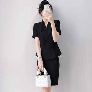 Professional Suit Women's Summer Thin Elegant Gray Suit Hotel Front Desk Workwear Jewelry Store Beauty Salon Workwear