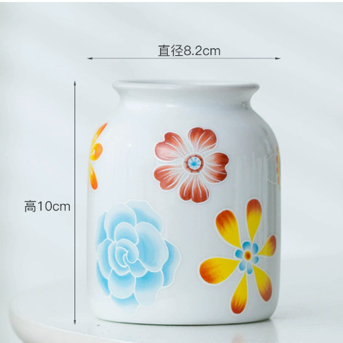 Vaso de escritorio de cerámica de porcelana pequeña boca mini hidroponía de flores retrógradas botellas de flores de porcelana