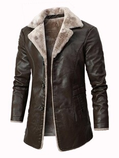 Y 77835 Men's Long Leather Jacket ��ʿƤ�� ���R�d�羳�W