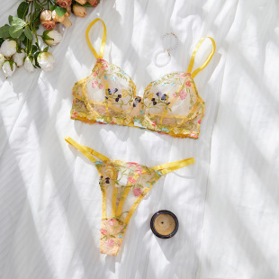 Foreign trade cross-border Europe and America Amazon explosive flower embroidery bra suit underwear suit XS-XXL wholesale
