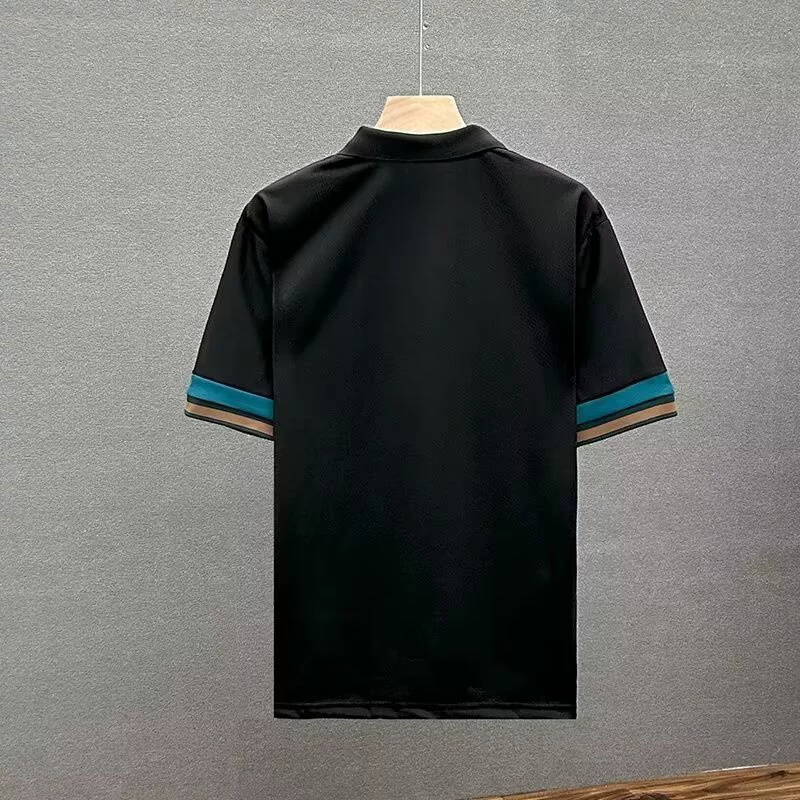 Модная летняя поло для отдыха - short sleeve, черно-белый/кофейный, размеры M-3XL