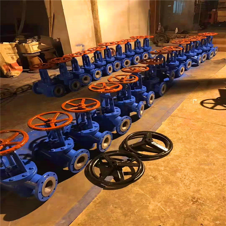 J41F46-16P 手动氟衬里直通式法兰截止阀 强酸碱化工截止阀衬氟