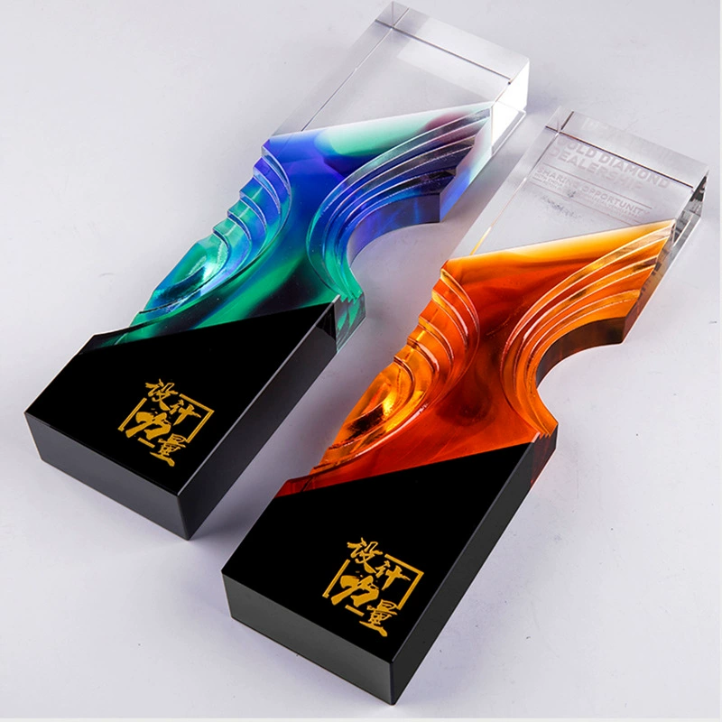 Подарок: Original Yaoguang Lightning Crystal Glass Trophy производство и гравировка Компания ежегодная встреча награда празднование выдающийся сотрудник медаль памятная