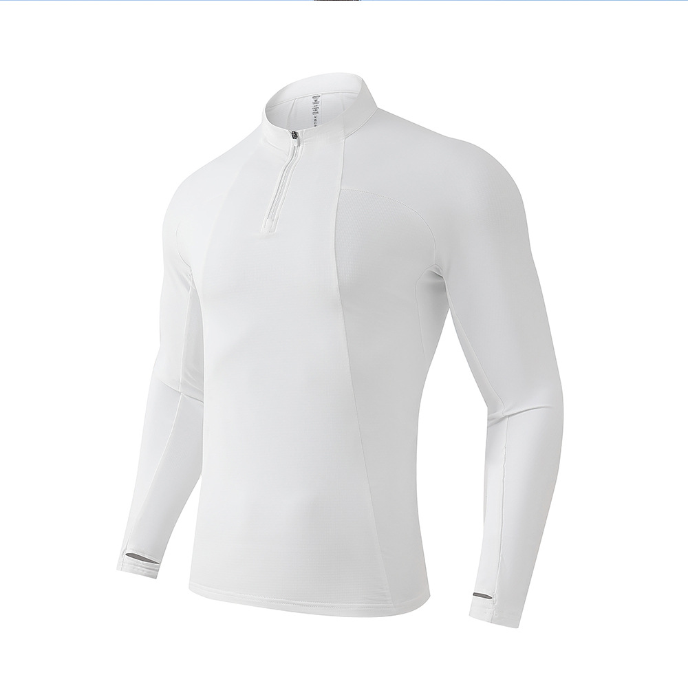 Dijia chaqueta deportiva al aire libre ropa de secado rápido elástico transpirable deportiva con semicirremela y camiseta de acondicionamiento físico de lana para hombres