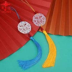 新款福壽流蘇掛件仿玉牌宮絛古裝漢服腰間掛墜壓襟吊墜服裝飾品