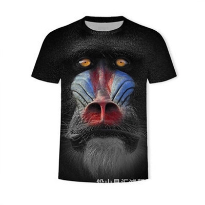 Summer Fashion Creative Three-Dimensional Polyester T-Shirt Printed Men's Short-Sleeved 3Dt Shirt Big Face Funny Orangutan Pattern