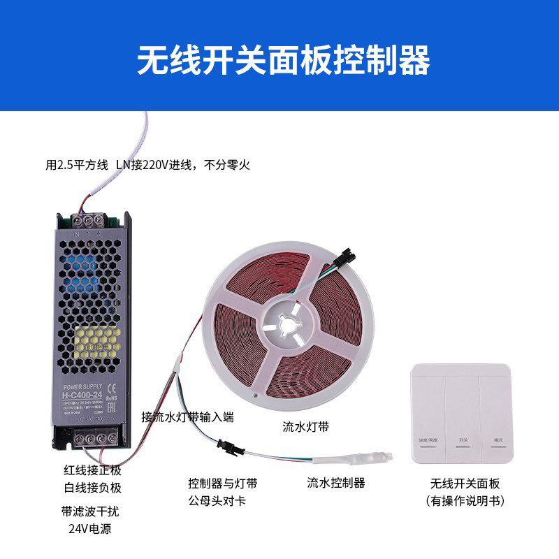 Symphony Meteor DC24v Decoración empotrada del hogar Sala de estar Techo Lámpara lineal led Red Red Horse Running Chasing Light Lámpara