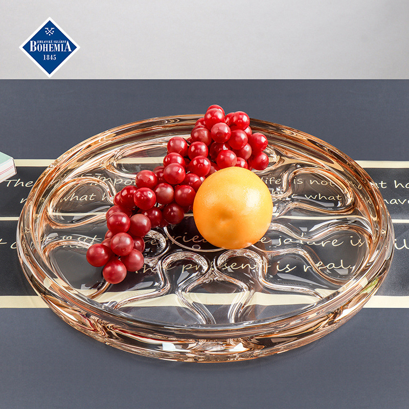 Frutero de cristal importado de la República Checa, frutero de estilo europeo, recipiente de cristal para frutas y aperitivos, frutero de color ámbar para frutas secas, estilo bohemio. image 3