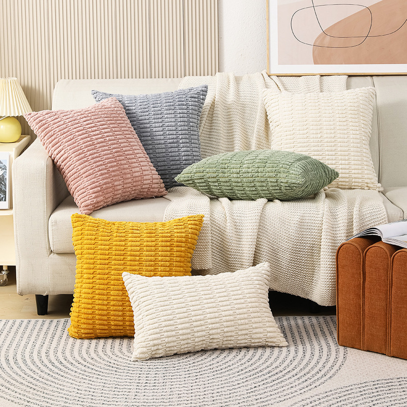 Amazon's New Corduroy Pillowcase Nordic Solid Color Home Square Cushion Home Sofa Decorative Pillowcase