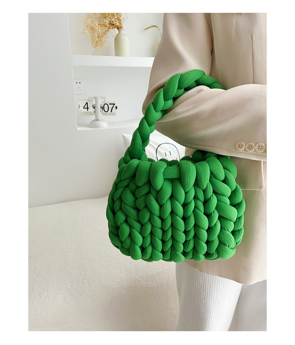 Amazon transfronterizo ultra grueso islandés lana diy bolsos tejidos a mano bolsos de mano coreanos retro versátiles productos terminados