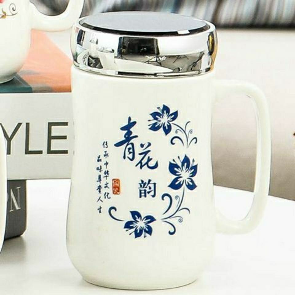 创意陶瓷水杯带盖勺大容量陶瓷情侣杯礼品赠品牛奶咖啡杯杯|ru