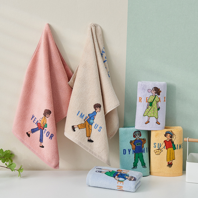 Woven Print Multicolor Adult Cotton Thick Absorbent Towel Fluffy Soft Skin-Friendly Face Towel Manufacturer Wholesale