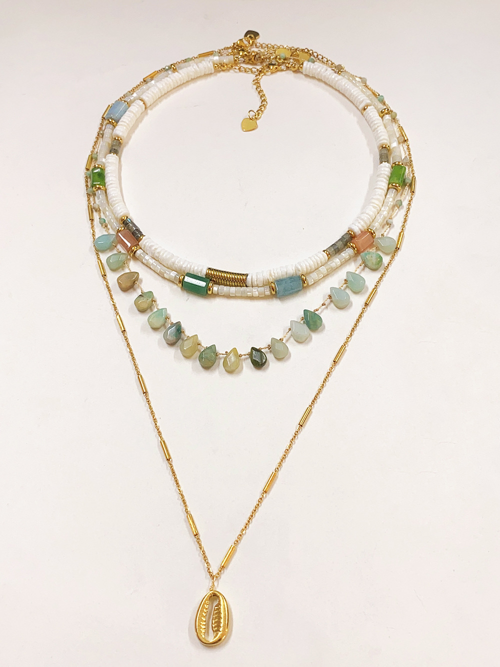 100g Weight Necklace Classification Titanium Steel Chain Material 20 PCS/Package Quantity Holiday, Travel, Daily Occasion Beaded, natural stone, Titanium Steel Material Geometric Pattern Women's Gender Beaded Design Casual, Marine Style Style Casual Marine Style Geometric Beaded Natural Stone Titanium Steel Necklace In Bulk 2