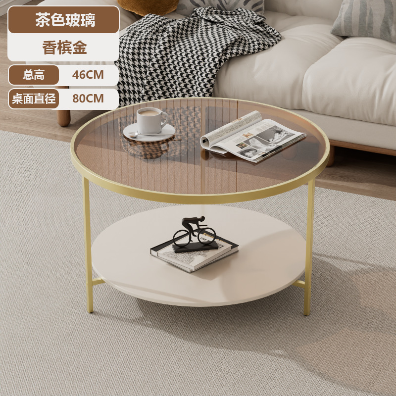 80cm 다크 브라운 유리 + 골드 프레임