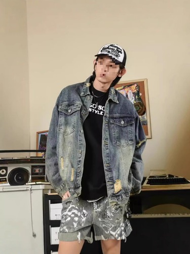 American-style vintage denim jacket for boys—new spring/autumn high-street trendy fashion all-match casual lapel jacket—wholesale