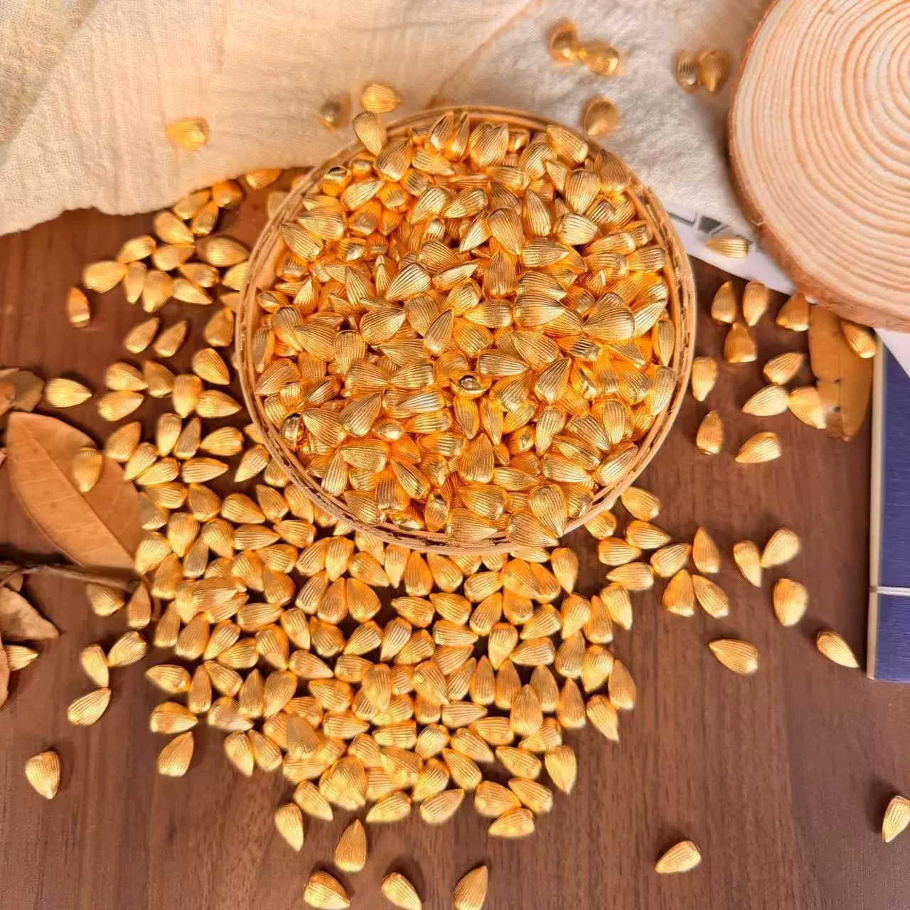 铜合金仿真迷你金元宝沙金实心小元宝金瓜子如意算盘实心金条大米