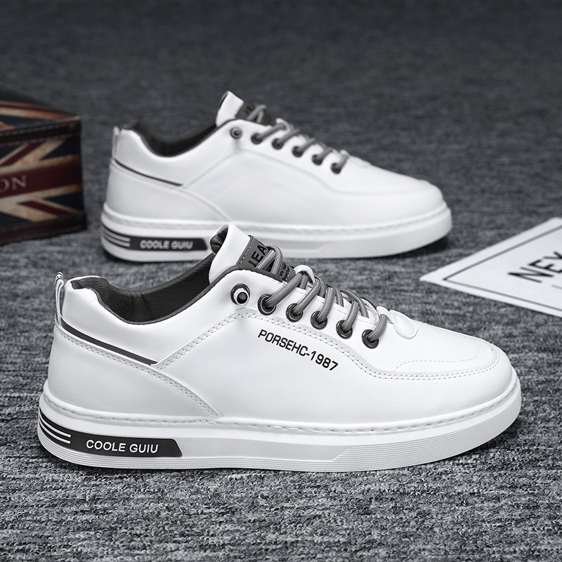 Zapatos de hombre de un pie 2024 nuevos zapatos de tablero transpirable de tendencia de primavera zapatos de cuero casuales para hombre zapatos de marea blancos pequeños de todo fósforo