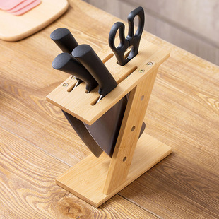 Knife Holder Storage Rack 2025 Model Bamboo Cross Knife Holder Drainage Scissor Holder Storage Rack Kitchen Knife Insert Knife Holder Storage Rack
