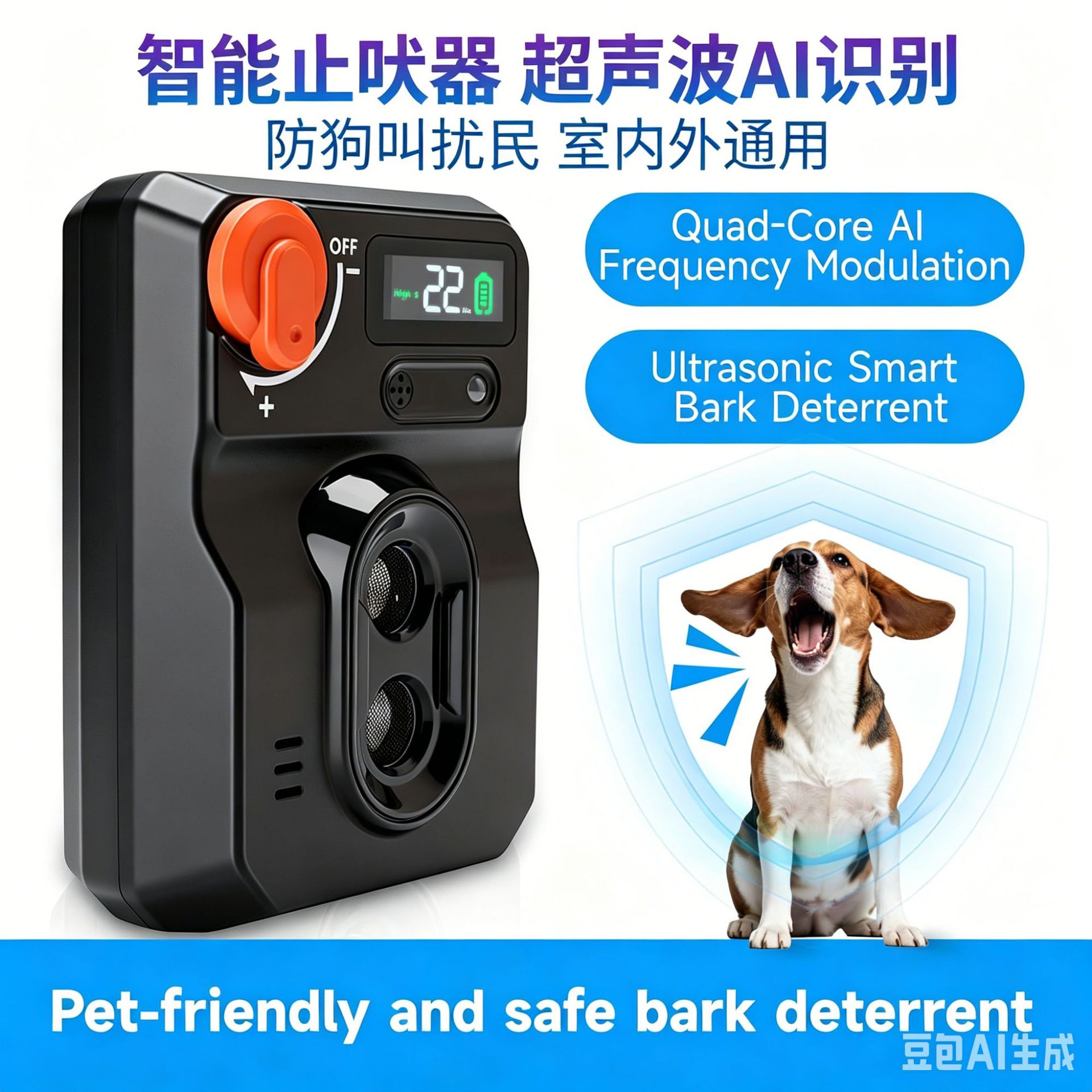 2026 Model Ultrasonic Anti-Barking Device with Led Display, Remote Control, Adjustable Dog Barking Deterrent and Dog Training Device, Suitable for Indoor and Outdoor Use