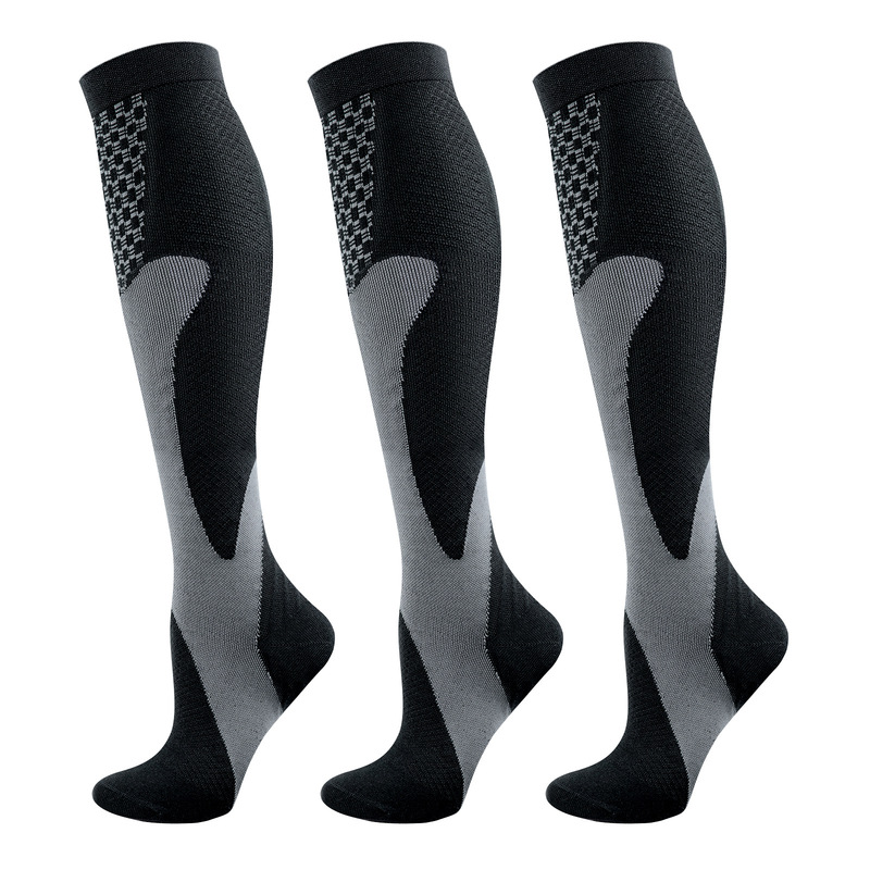Gradient Compression Yuedge Men's High-Cut Sports Socks, Combed Cotton, Sweat-Absorbent and Quick-Drying, Specifically for Hiking and Running
