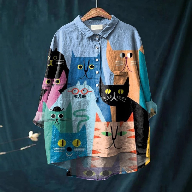 2025 Popular Summer Women's Clothing New Amazon Aliexpress Loose Printed Round Neck Casual Women's Shirt