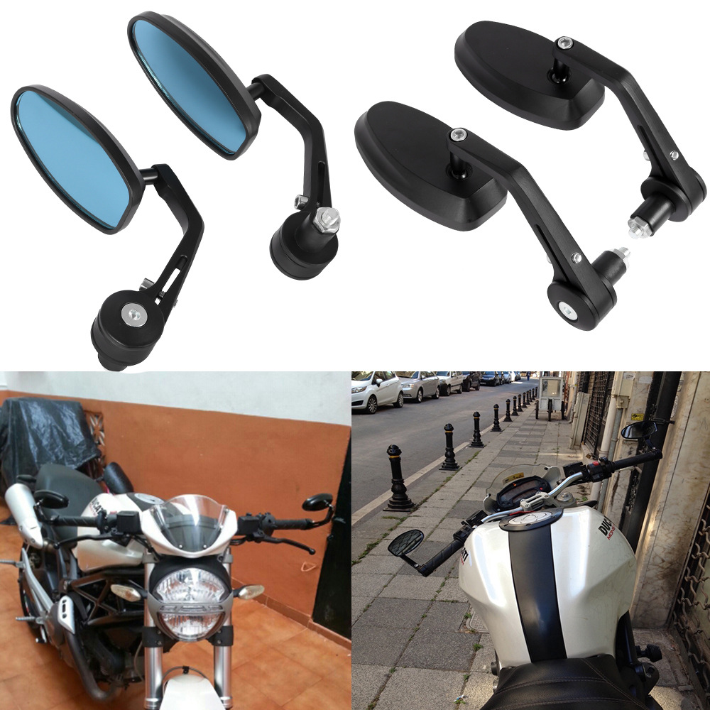 Motorcycle electric car rearview mirror handlebar folding mirror handle cover plug reflector rearview mirror rotatable blue mirror