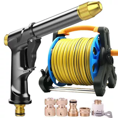 Household Cleaning Tool, Garden | High pressure car wash water gun - 10m-explosion-proof-and-antifreeze-water-pipes-upgraded-black-gold-heavy-duty-water-gun-connector-hose-holder