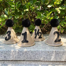 森系无纺布儿童周岁生日数字装扮用品帽子 INS宝宝派对庆生拍照帽