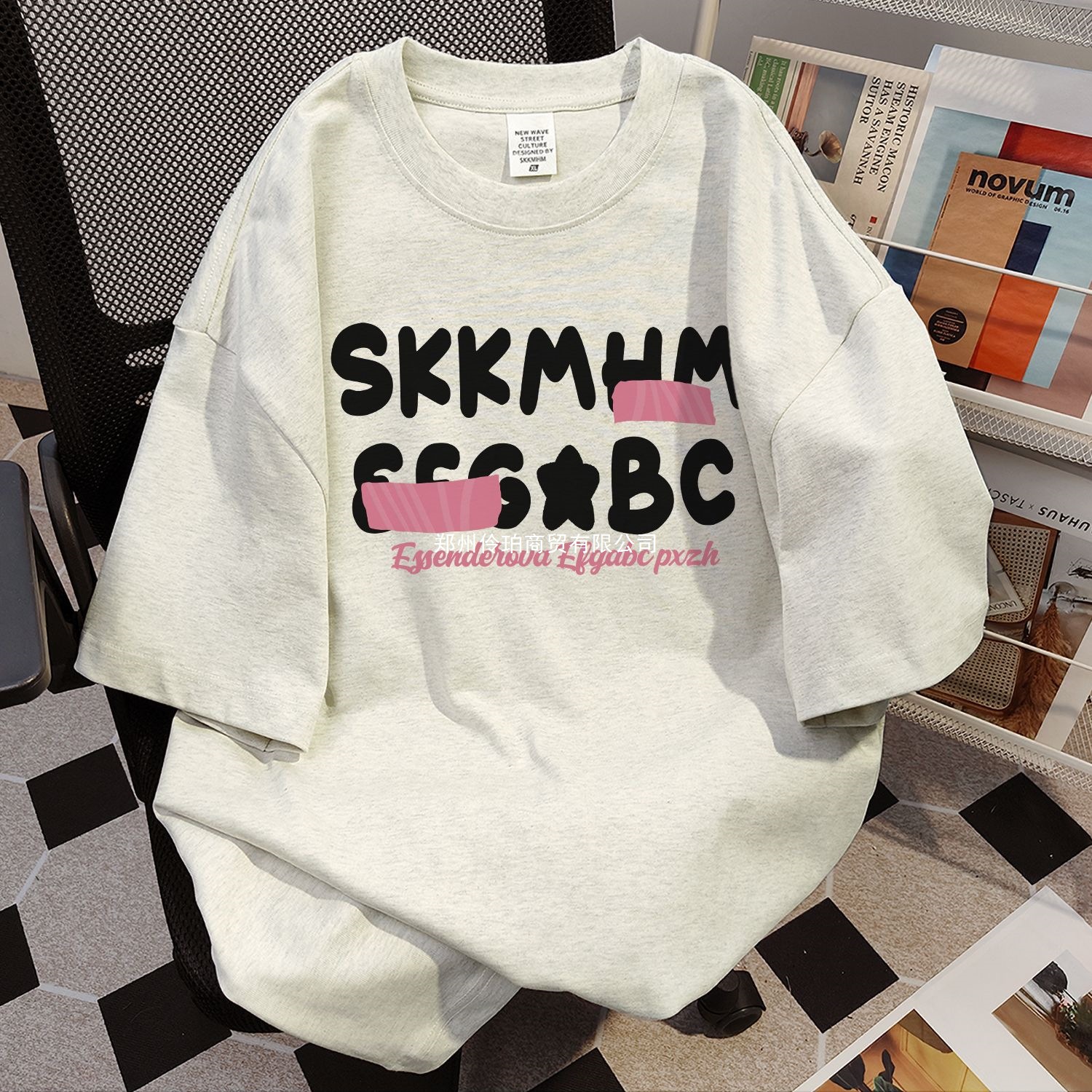 Tide, cotton design summer T-shirt, American style, trend of season, oversize