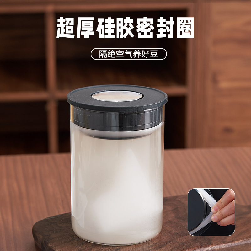 Grado alimenticio granos de café almacenamiento tanque de vidrio sellado al vacío tanque de almacenamiento café té leche en polvo almacenamiento botella de almacenamiento de granos