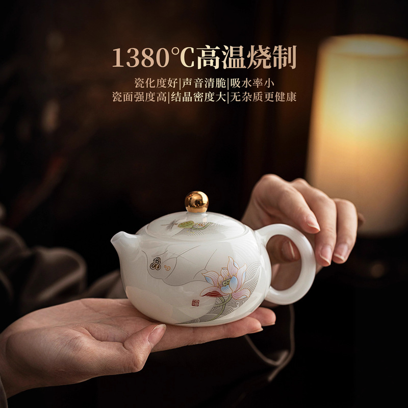 璞玉高档白瓷茶具套装家用办公陶瓷中式功夫茶具盖碗泡茶礼盒套装|undefined