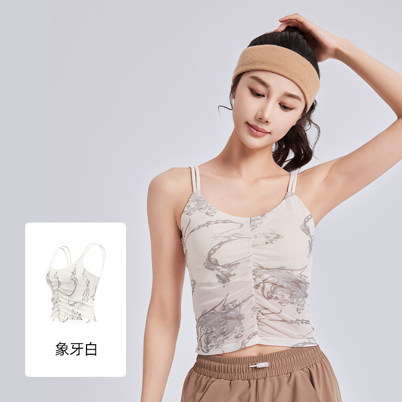 Juyi Tang nuevo estilo nacional chaleco de yoga impreso en una taza fija de ropa interior deportiva para mujeres