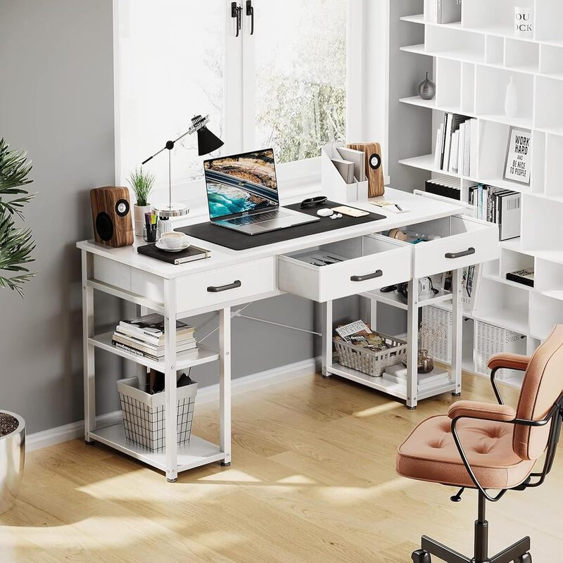 Popular Model with Three Drawers, Home Computer Desk, Multiple Color Options, Office Desk, Simple Writing Desk, Easy to Assemble, Gaming Desk
