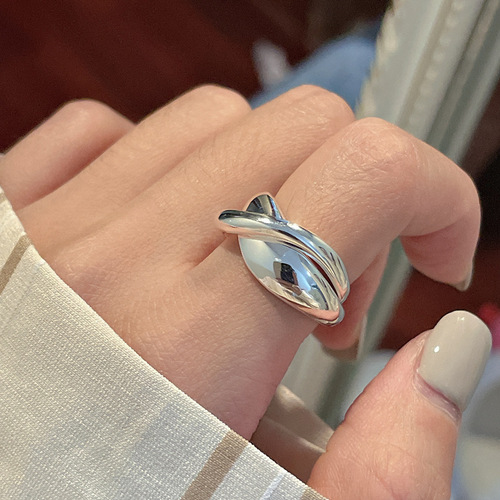 S925 sterling silver Korean version niche design water drop shaped ring Korean combination set blogger ring wholesale