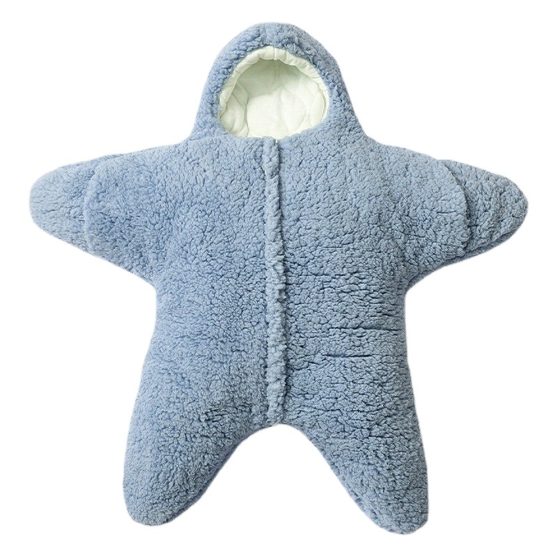 Baby Quilt Starfish Lamb Fleece Split-leg Sleeping Bag Cotton Thickened Warm Baby Sleeping Bag Kick-proof Quilt Patrick