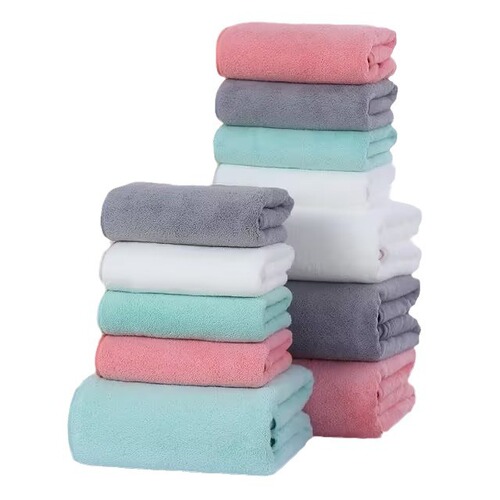 Set of four towels and two bath mats, ultra-fine fiber