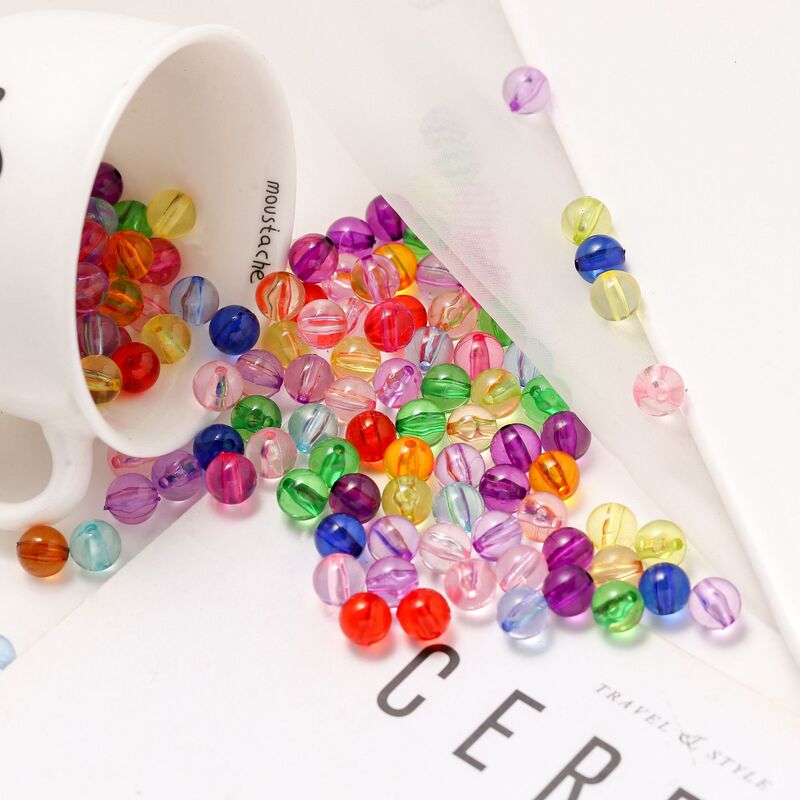 Factory direct acrylic smooth round beads transparent beads DIY beaded door curtain bracelet necklace lighting accessories