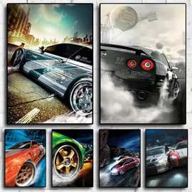 复古世界著名赛车拉力赛海报厂家批发来图打印油画布跨境电商虾皮