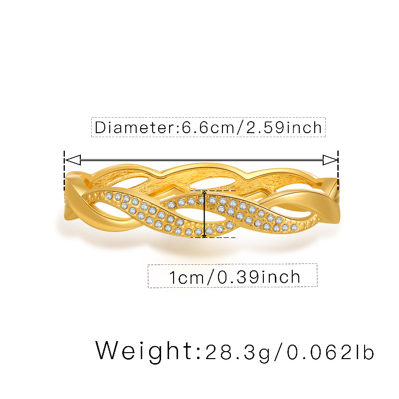 2021 new braided twist openwork spring open bracelet diamond light luxury bracelet women