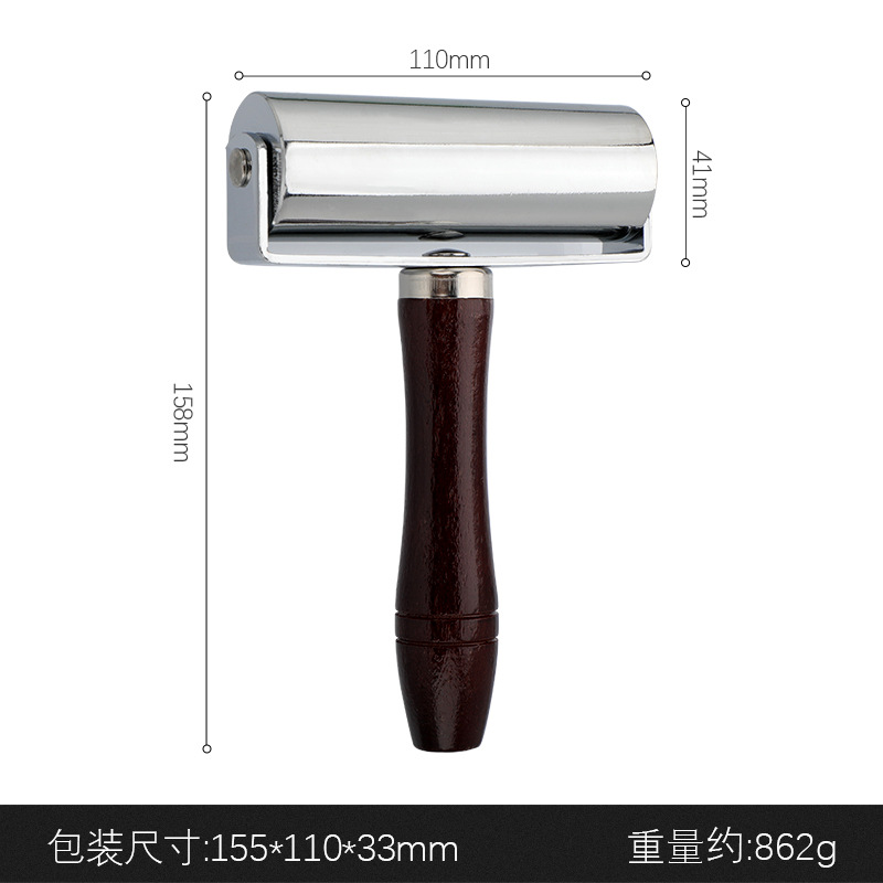 Original mango de madera rodillo rueda de empuje rodillo herramienta de prensado de cuero rodillo de borde oscuro borde grande rodillo de hierro