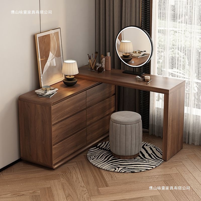 New Chinese Style Solid Wood Dressing Table Bedroom Simple Modern Bedside Cupboard Integrated Dressing Table Small Apartment Corner Desk